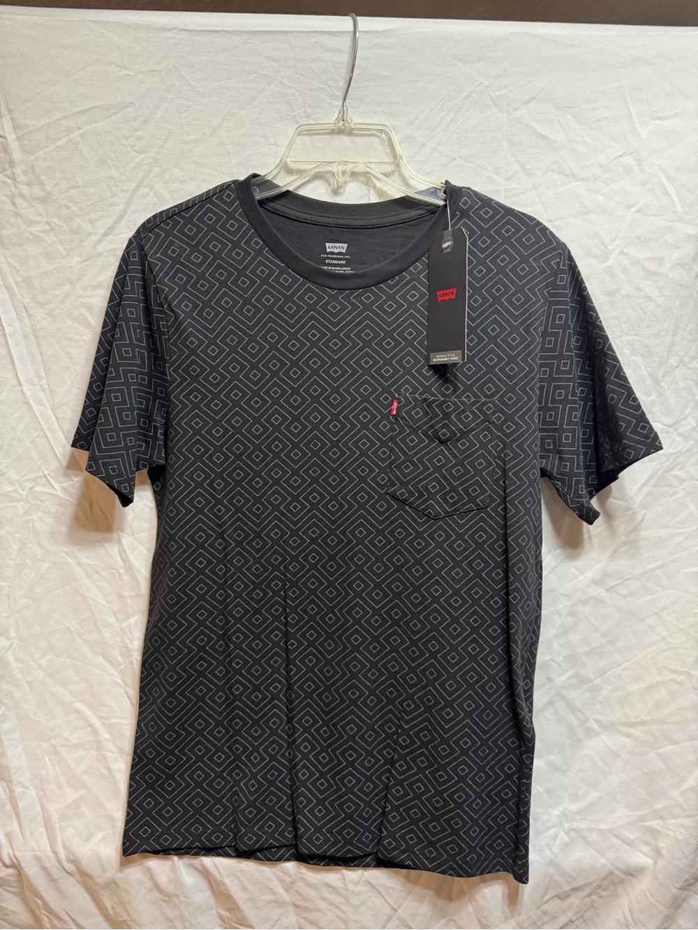 Levi's Black Geometric Pocket Tee with Subtle Red Tab
